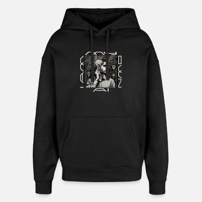 Kopfwerk: Geist trifft Code - Oversized Unisex Hoodie von Stanley/Stella - Schwarz
