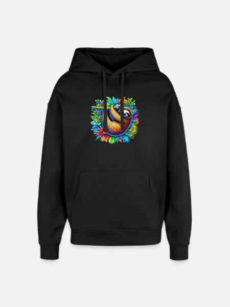 Sloth - Oversized Unisex Hoodie by Stanley/Stella - black