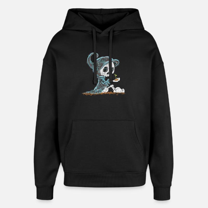 Squelette tenant plante espoir émergence - Sweat à capuche unisexe Stanley/Stella Oversized - noir