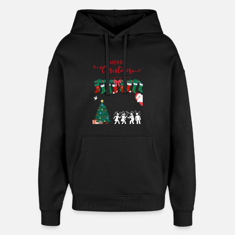 Glædelig jul - Hættetrøje unisex Stanley/Stella Oversized - sort
