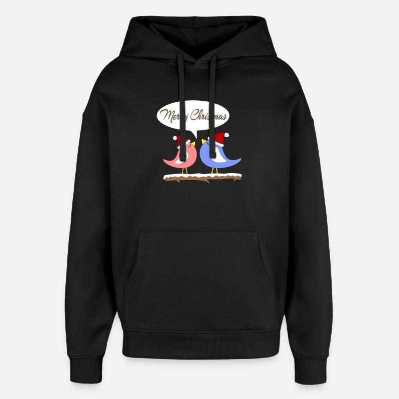 Noël avec des oiseaux amusants - Sweat à capuche unisexe Stanley/Stella Oversized - noir