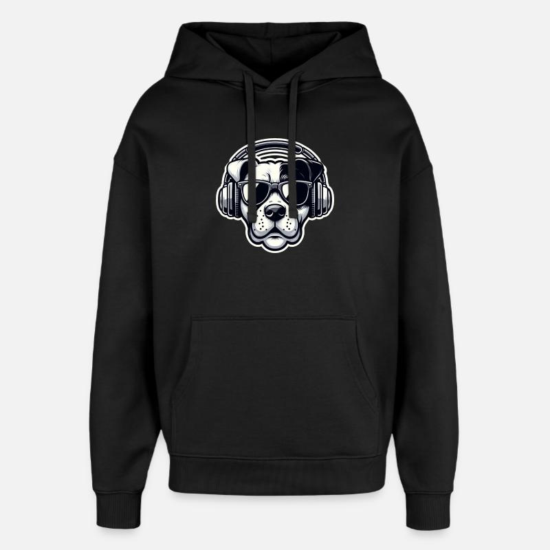 Hund Kopfhörer Brille cool - Oversized Unisex Hoodie von Stanley/Stella - Schwarz