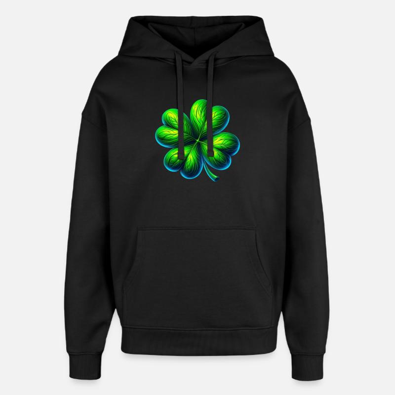 Vierblättriges Kleeblatt - Oversized Unisex Hoodie von Stanley/Stella - Schwarz