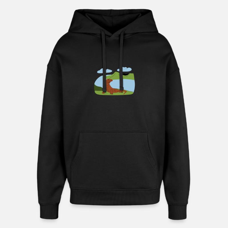 Majestueux dragon de Komodo - Sweat à capuche unisexe Stanley/Stella Oversized - noir