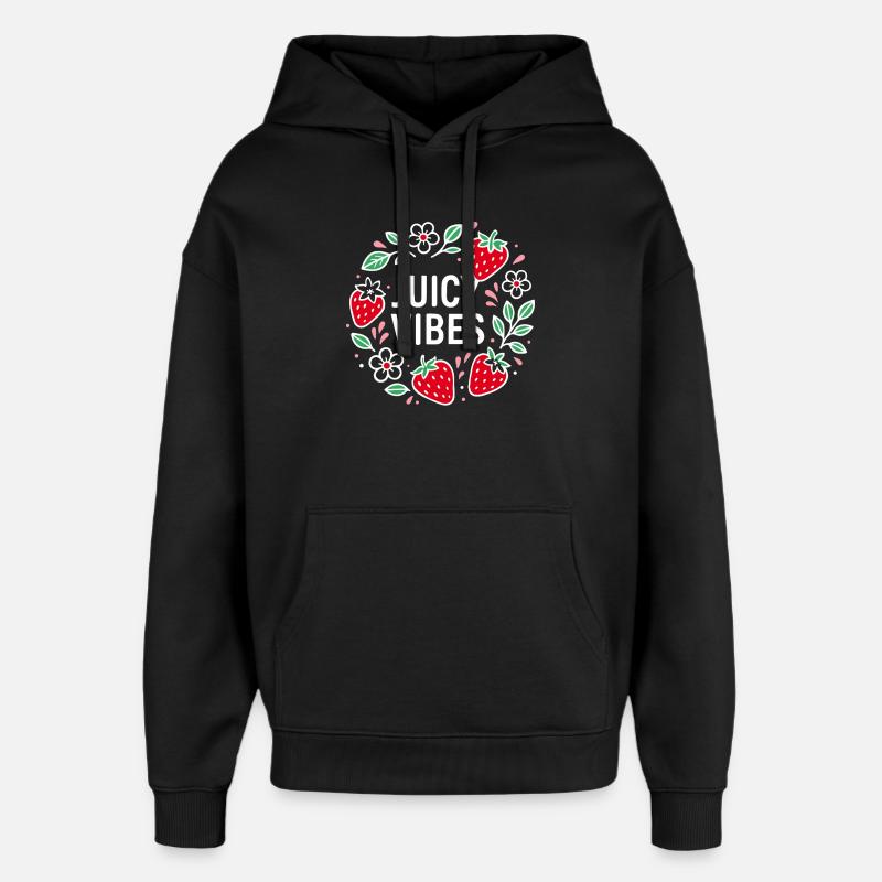 Juicy Vibes - Sommerdesign mit Erdbeeren - Oversized Unisex Hoodie von Stanley/Stella - Schwarz
