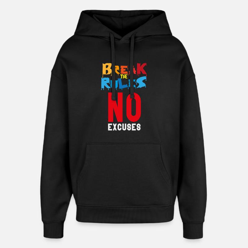 Break the Rules - Oversized Unisex Hoodie by Stanley/Stella - black