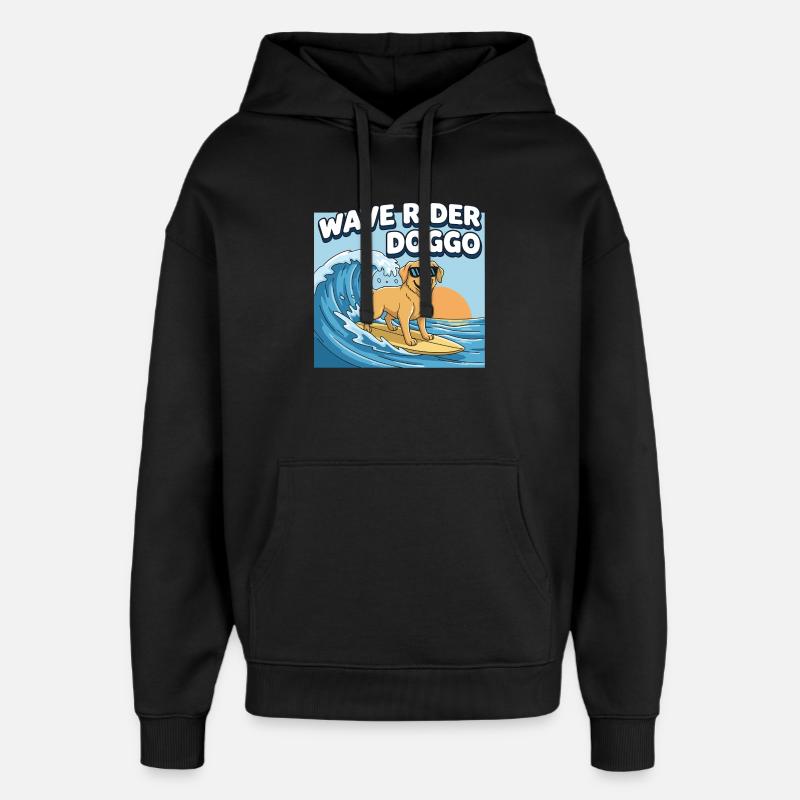 Surfeur Chien Surf - Sweat à capuche unisexe Stanley/Stella Oversized - noir