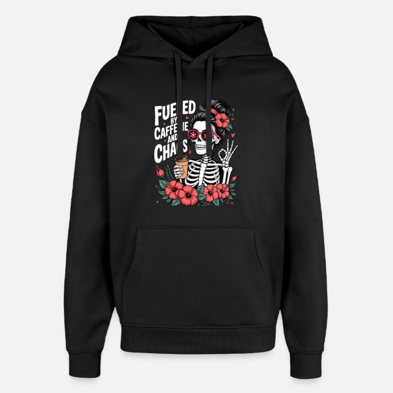 Mère Caféine Maman Squelette Café - Sweat à capuche unisexe Stanley/Stella Oversized - noir