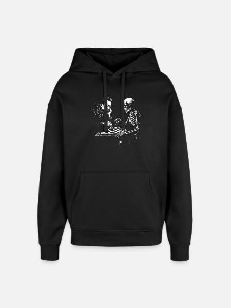 Duel d’échecs Camus et Skeleton - Sweat à capuche unisexe Stanley/Stella Oversized - noir