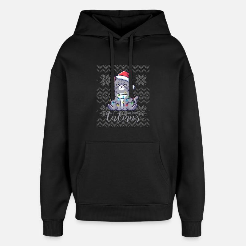 Chatmas lumineux Noël - Sweat à capuche unisexe Stanley/Stella Oversized - noir