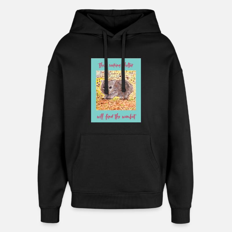 Refuge Wombat dans la Forêt - Sweat à capuche unisexe Stanley/Stella Oversized - noir