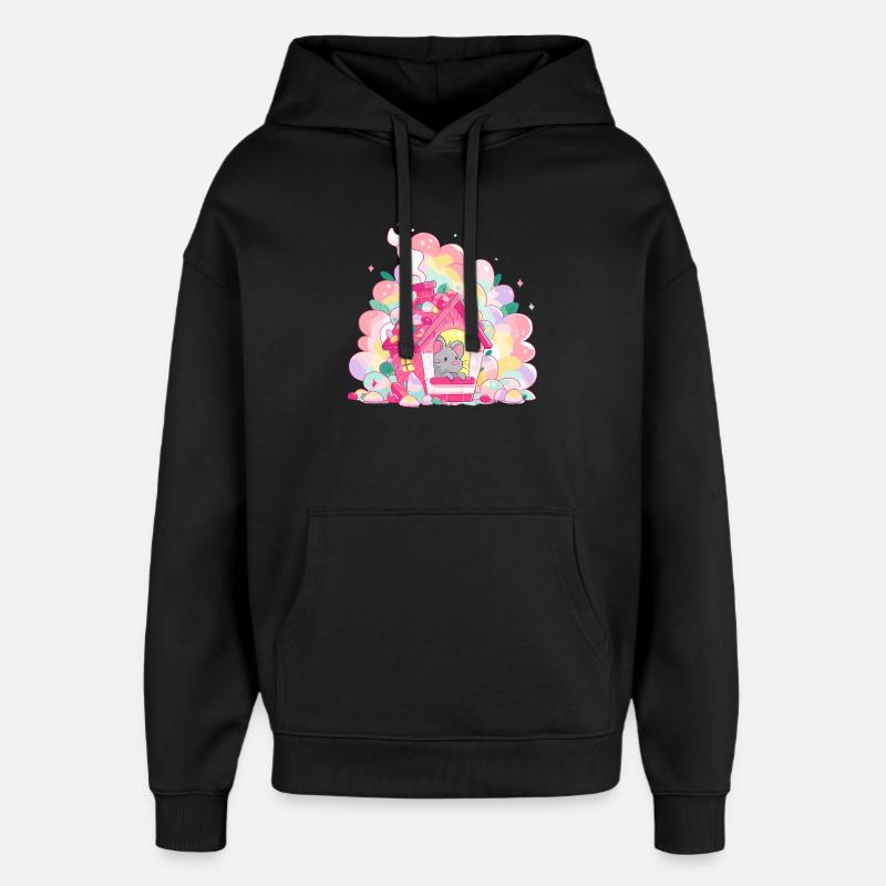 Maison de sucre avec la souris - Sweat à capuche unisexe Stanley/Stella Oversized - noir