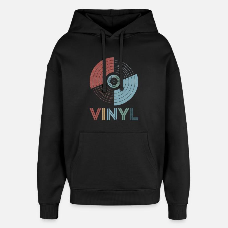 Vinyl rétro - Sweat à capuche unisexe Stanley/Stella Oversized - noir