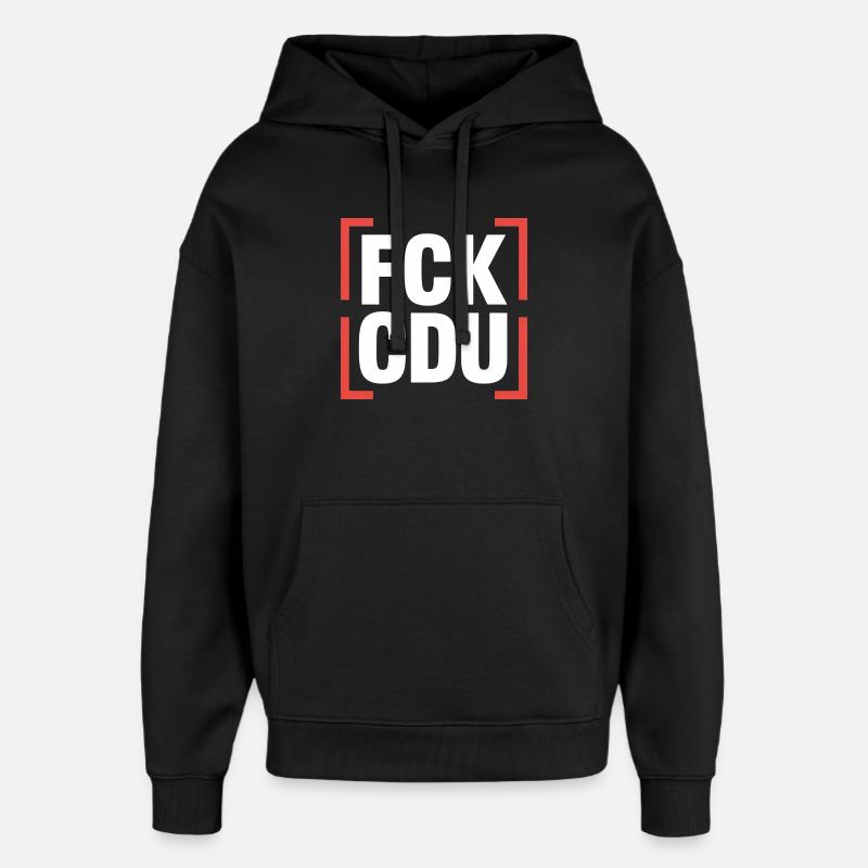 FCK CDU - Anti CDU/CSU Logo - Oversized Unisex Hoodie by Stanley/Stella - black