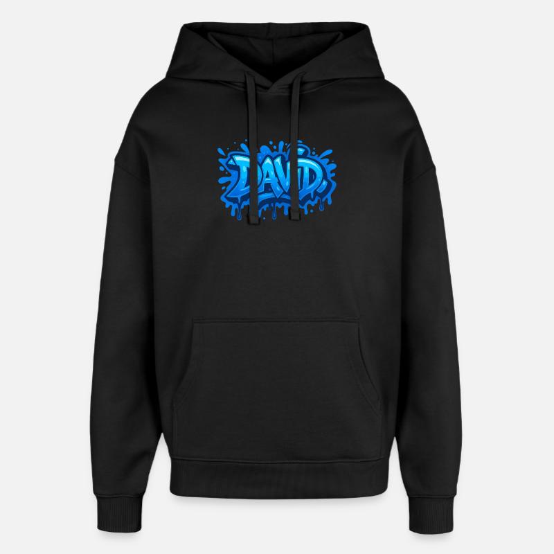 Graffiti DAVID Prénom cadeau idéal imprimable - Sweat à capuche unisexe Stanley/Stella Oversized - noir