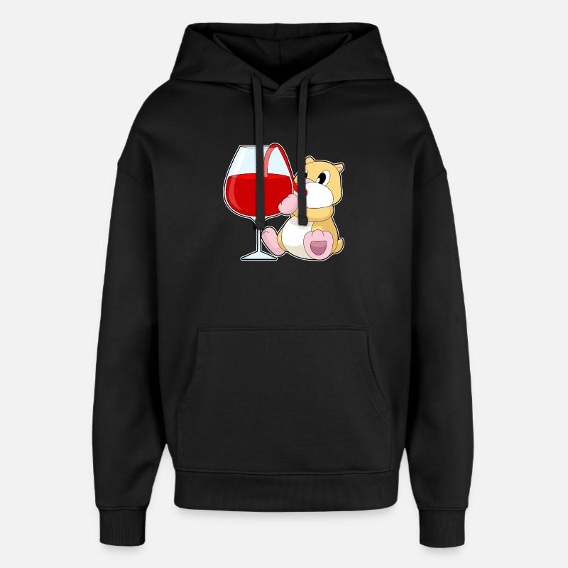 Vin rouge de hamster - Sweat à capuche unisexe Stanley/Stella Oversized - noir