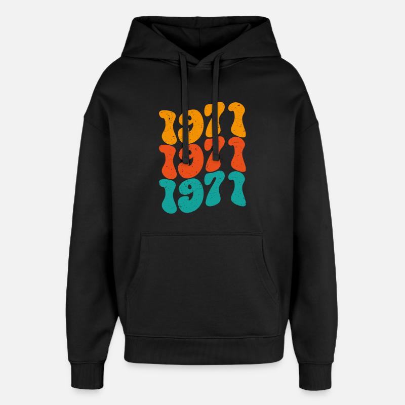 Millésime 1971 - Sweat à capuche unisexe Stanley/Stella Oversized - noir