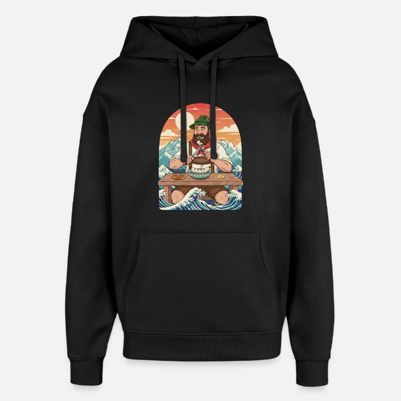 Weißwurst Alpen Kawaii Anime - Sweat à capuche unisexe Stanley/Stella Oversized - noir