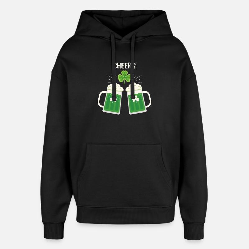 Pints and Clovers in Celebration - Oversized Unisex Hoodie by Stanley/Stella - black