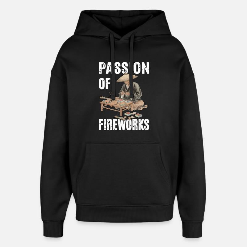 Passion des feux d’artifice - Sweat à capuche unisexe Stanley/Stella Oversized - noir