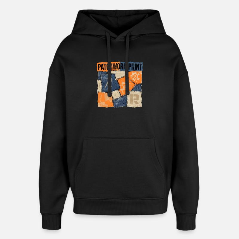 Patchwork Recycling - Oversized Unisex Hoodie by Stanley/Stella - black