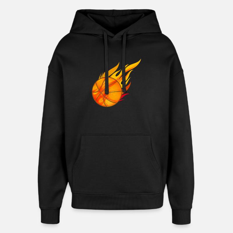 basket-ball incandescent chaud en feu - Sweat à capuche unisexe Stanley/Stella Oversized - noir