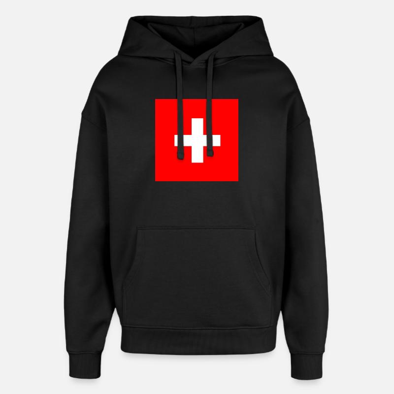 Cadeau du drapeau suisse suisse - Sweat à capuche unisexe Stanley/Stella Oversized - noir