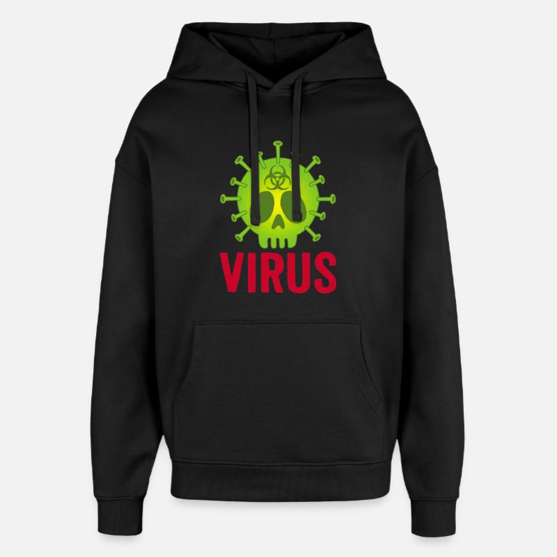 Tête de mort virus - Sweat à capuche unisexe Stanley/Stella Oversized - noir