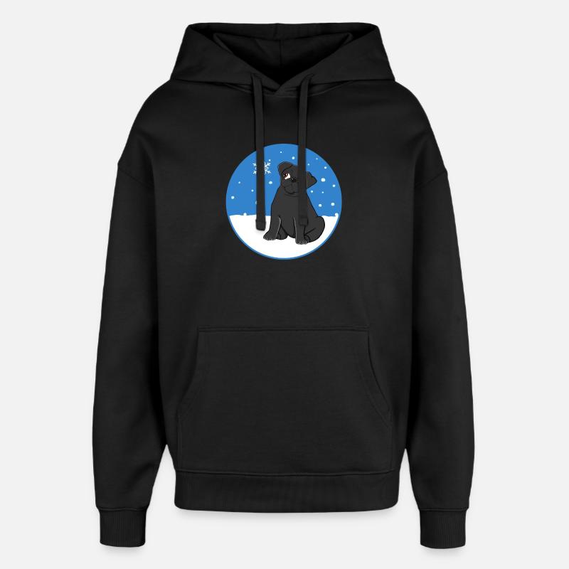 Carlin noir dans la neige - Sweat à capuche unisexe Stanley/Stella Oversized - noir