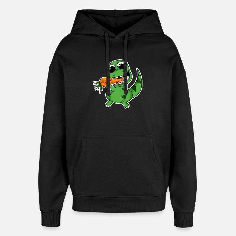 Dino eats carrot - Oversized Unisex Hoodie by Stanley/Stella - black