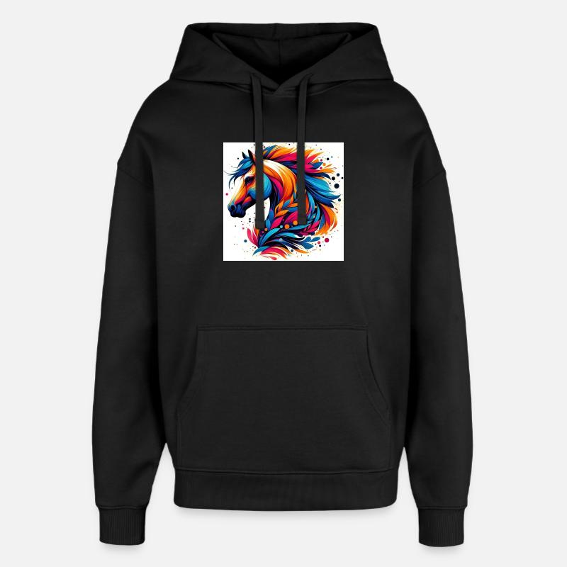 Cheval - Sweat à capuche unisexe Stanley/Stella Oversized - noir