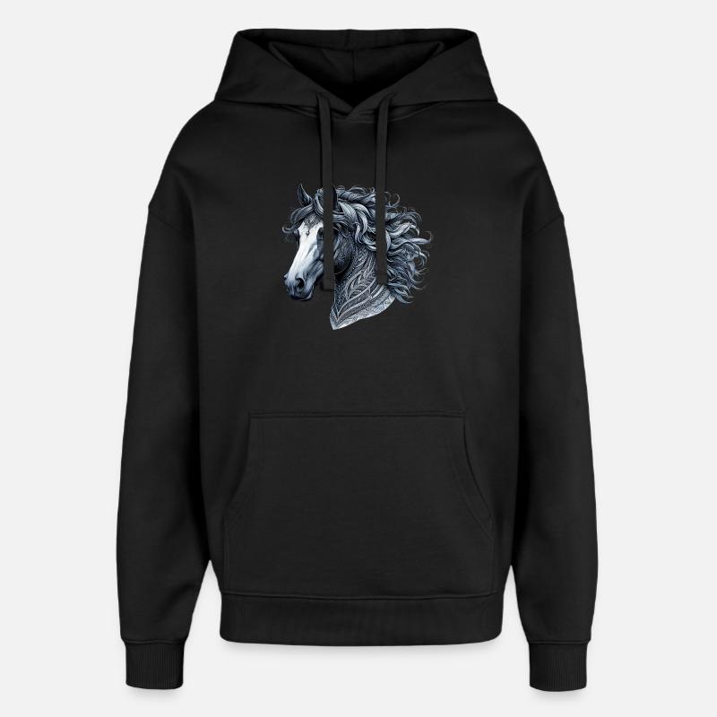 Pferd - Oversized Unisex Hoodie von Stanley/Stella - Schwarz