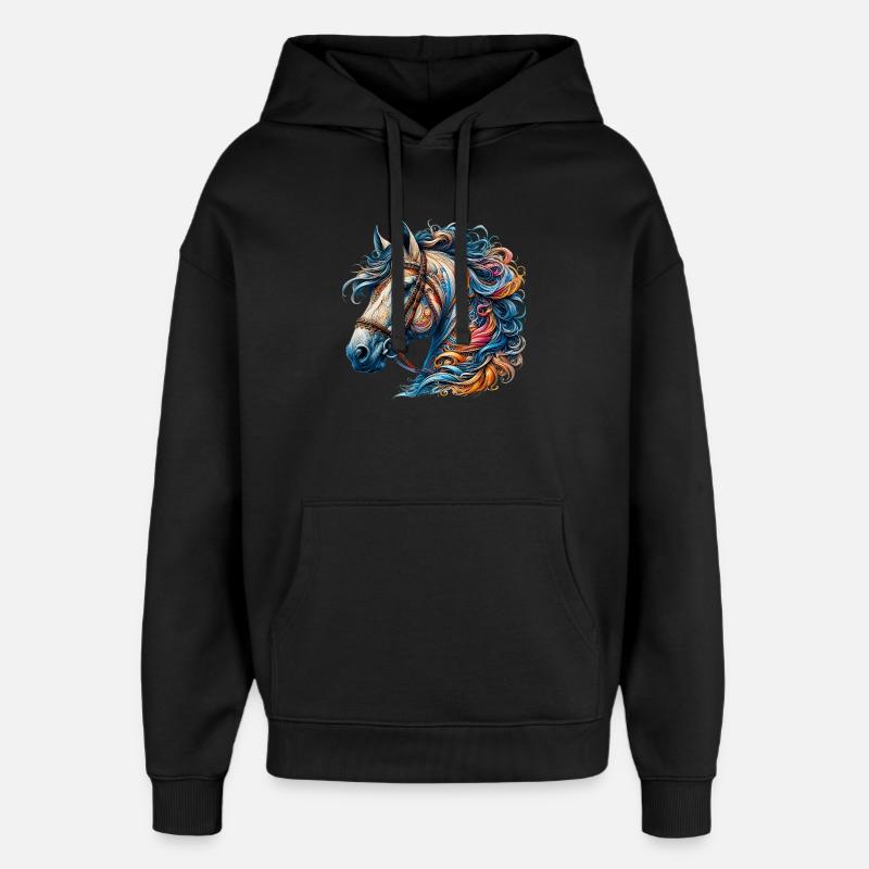 Pferd - Oversized Unisex Hoodie von Stanley/Stella - Schwarz