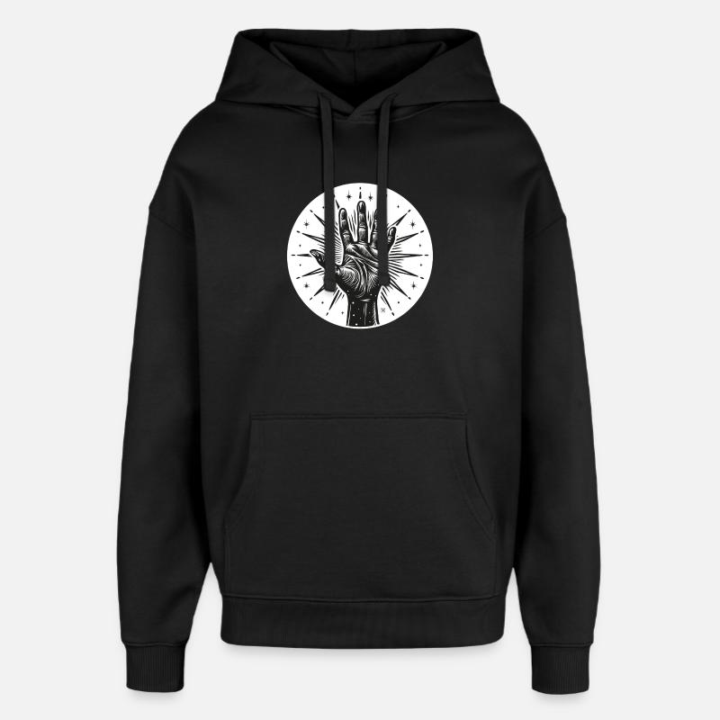 Main étoile avec flashs - Sweat à capuche unisexe Stanley/Stella Oversized - noir
