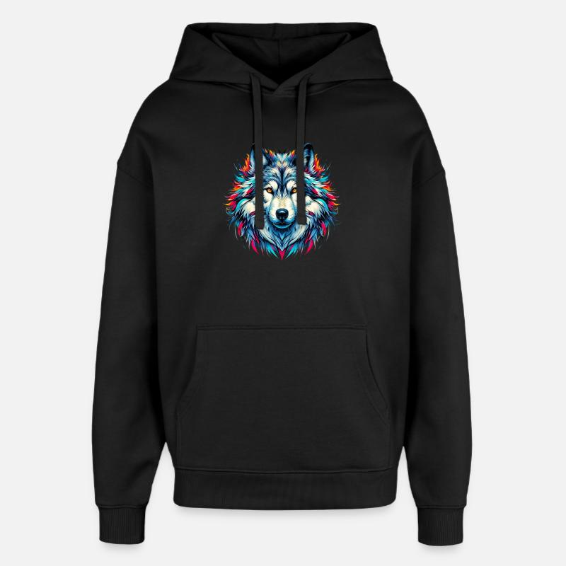 Wolf - Oversized Unisex Hoodie von Stanley/Stella - Schwarz