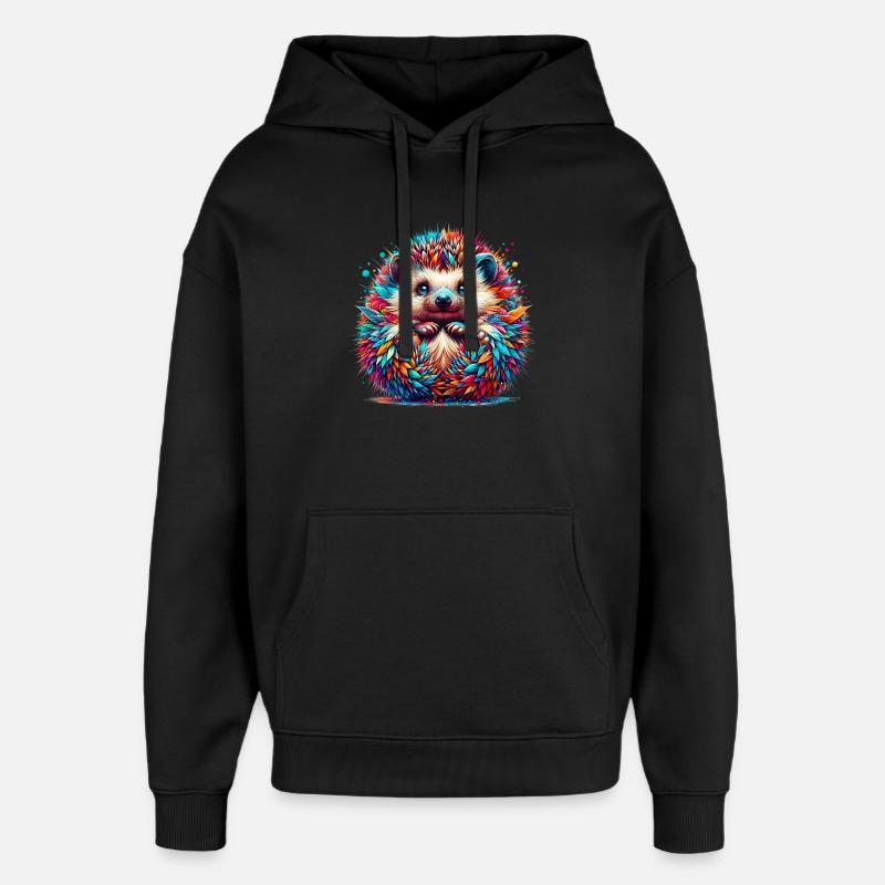 Hedgehog - Oversized Unisex Hoodie by Stanley/Stella - black