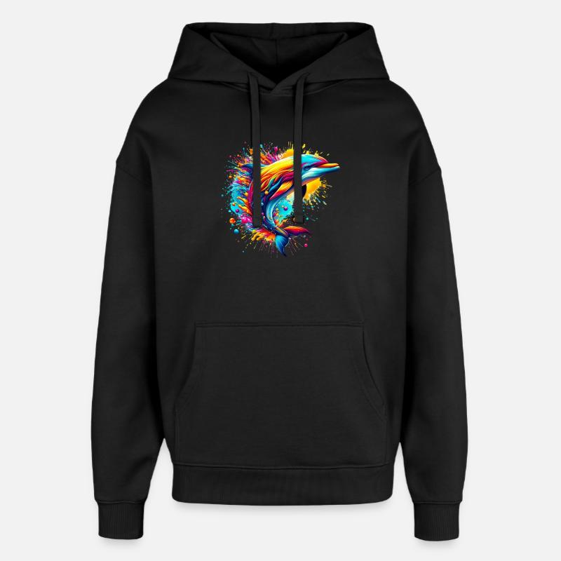 Dauphin - Sweat à capuche unisexe Stanley/Stella Oversized - noir