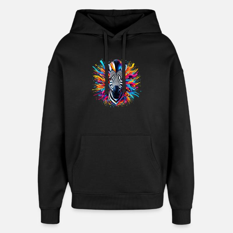 Zèbre - Sweat à capuche unisexe Stanley/Stella Oversized - noir