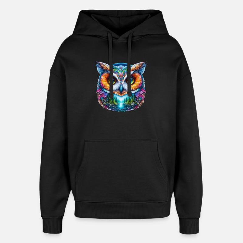 Eule - Oversized Unisex Hoodie von Stanley/Stella - Schwarz