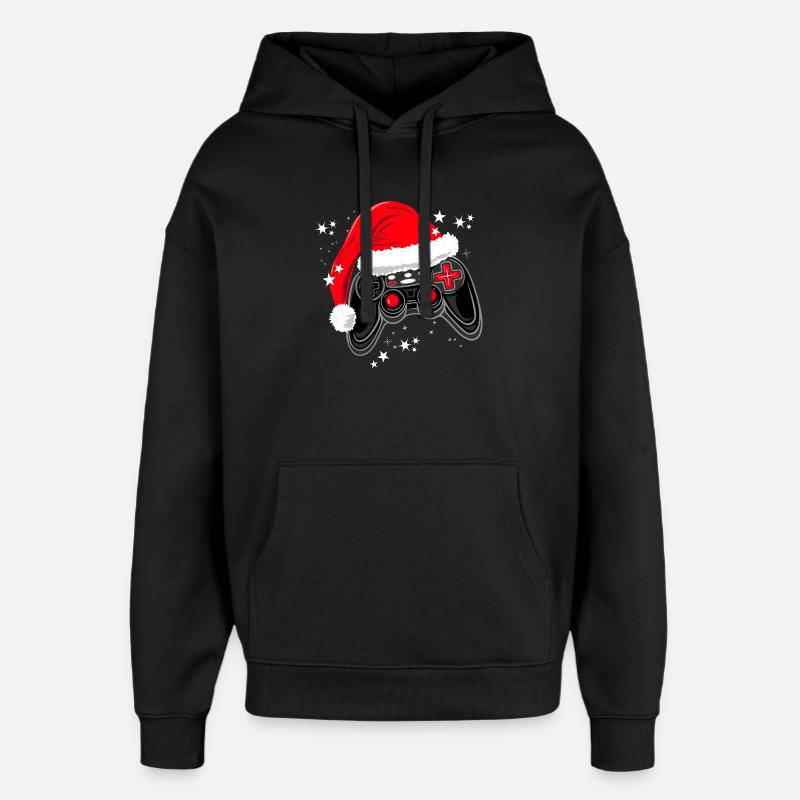 Gaming controller with Santa hat - Oversized Unisex Hoodie by Stanley/Stella - black