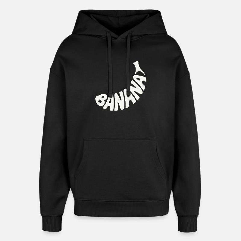 Banane Fruit Mot Art - Sweat à capuche unisexe Stanley/Stella Oversized - noir