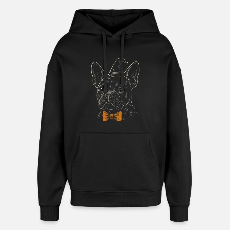 Frenchie Halloween - Spooky Gentleman Dog - Sweat à capuche unisexe Stanley/Stella Oversized - noir