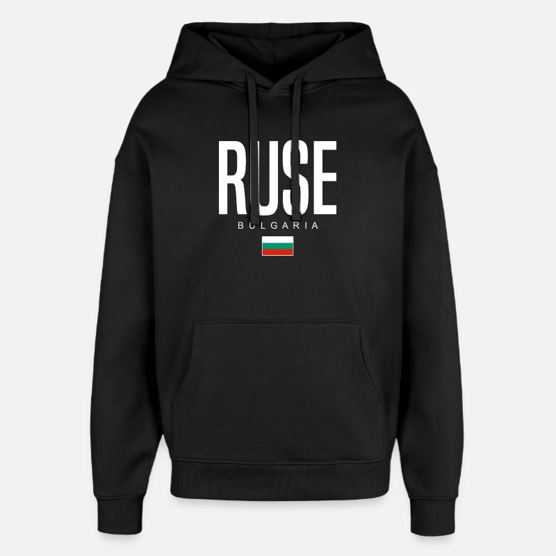 Ruse Bulgarie - Sweat à capuche unisexe Stanley/Stella Oversized - noir