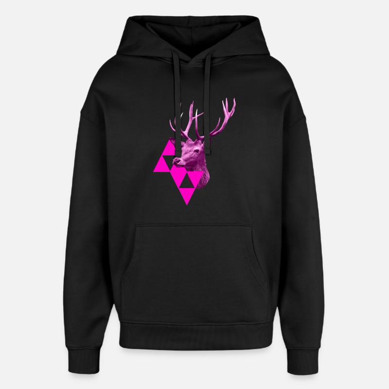 pinker Hirsch - Oversized Unisex Hoodie von Stanley/Stella - Schwarz