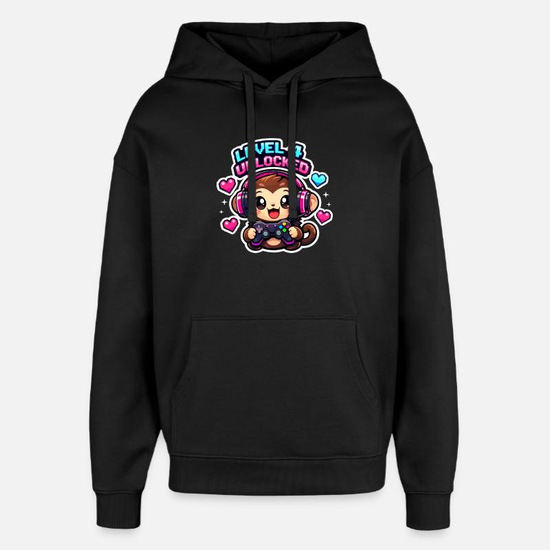 Niveau 4 débloqué - Sweat à capuche unisexe Stanley/Stella Oversized - noir