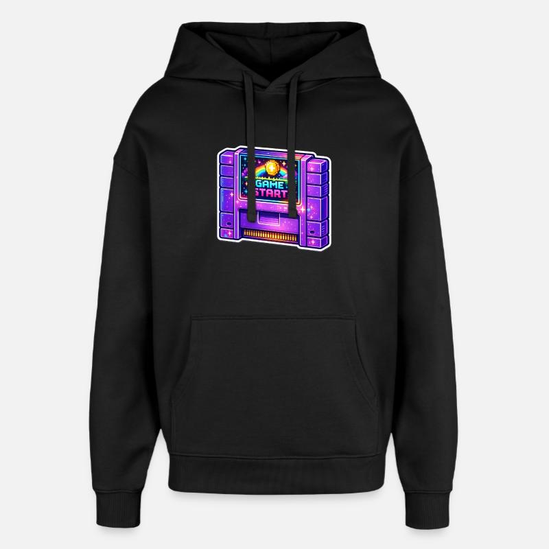 Retro Arcade Start Neon - Oversized Unisex Hoodie von Stanley/Stella - Schwarz