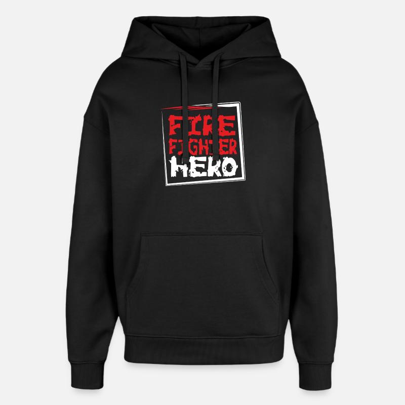 POMPIER-HÉROS - Sweat à capuche unisexe Stanley/Stella Oversized - noir