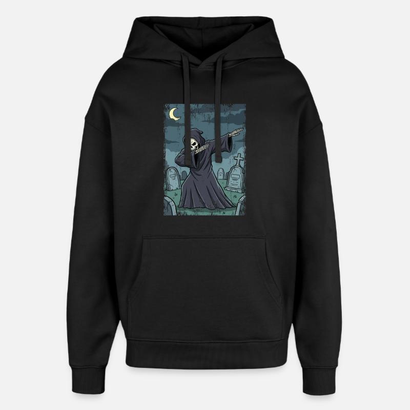 Faucheuse dans le cimetière nocturne - Sweat à capuche unisexe Stanley/Stella Oversized - noir