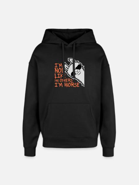 Lama-solbriller ikke som de andre Jeg er værre - Hættetrøje unisex Stanley/Stella Oversized - sort