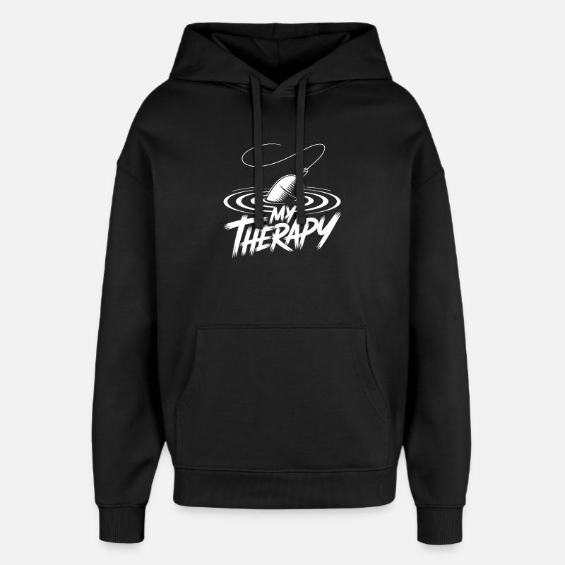 Thérapie de la pêche - Sweat à capuche unisexe Stanley/Stella Oversized - noir